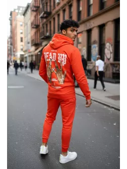 Trening barbati slim fit portocaliu, Pantaloni + Hanorac, 13390 40-4.2