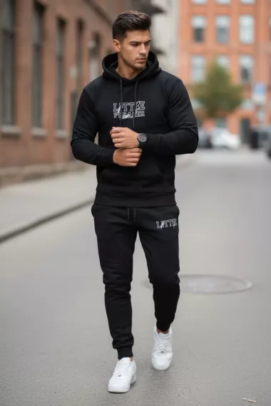 Trening barbati slim fit negru, Pantaloni + Hanorac, 13410 39-2