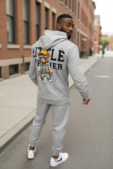 Trening barbati slim fit gri , Pantaloni + Hanorac, 13410 14-1.2