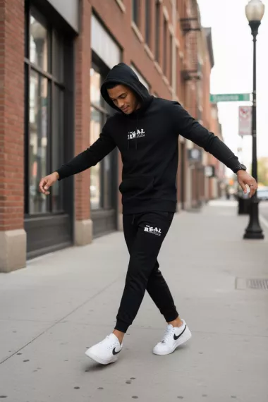 Trening barbati slim fit negru, Pantaloni + Hanorac, 13360 76-4