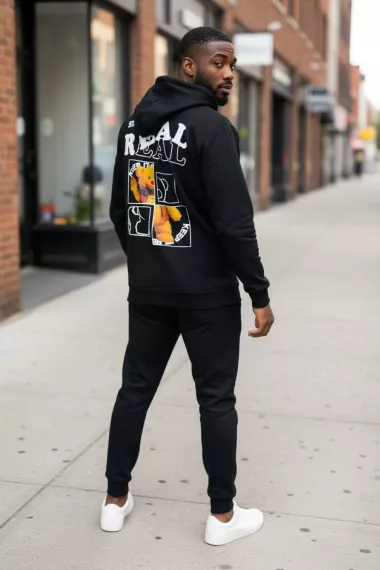 Trening barbati slim fit negru, Pantaloni + Hanorac, 13360 76-4