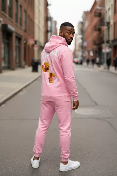 Trening barbati slim fit roz, Pantaloni + Hanorac, 13360 21-1.2 Trening barbati slim fit roz, Pantaloni + Hanorac, 13360 21-1.2