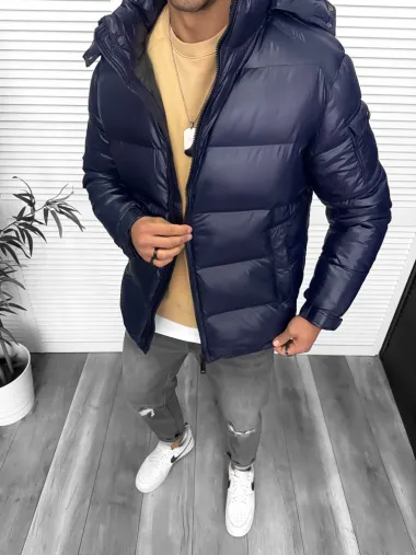 Geaca barbati groasa de iarna, bleu A18