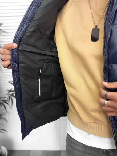 Geaca barbati groasa de iarna, bleu A18