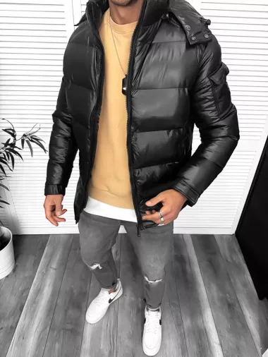 Geaca barbati groasa de iarna, neagra A18