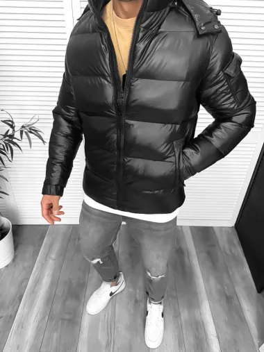 Geaca barbati groasa de iarna, neagra A18