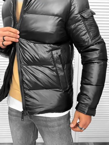 Geaca barbati groasa de iarna, neagra A18