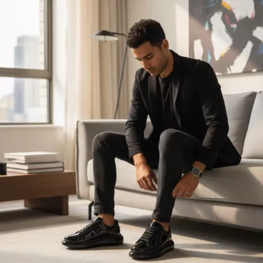 Adidasi barbati casual, negri 0957 T14-2