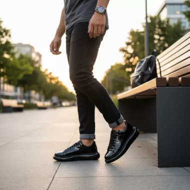 Adidasi barbati casual, negri 0957 T14-2