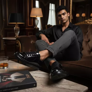 Adidasi barbati casual, negri 0957 T14-2