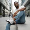 Adidasi barbati casual, albi cu negru A103