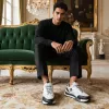 Adidasi barbati casual, albi cu negru A103