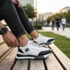 Adidasi barbati casual, albi cu negru A103