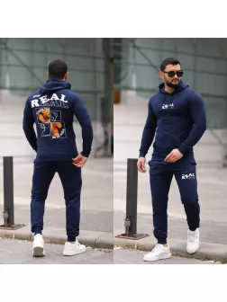 Trening barbati slim fit bleumarin, Pantaloni + Hanorac, 13354
