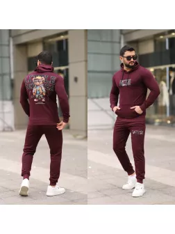 Trening barbati slim fit grena, Pantaloni + Hanorac, 13349
