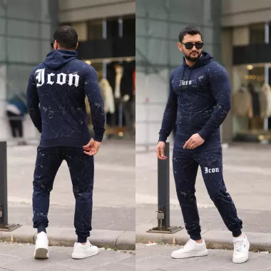 Trening barbati slim fit bleumarin, Pantaloni + Hanorac, 13351