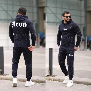 Trening barbati slim fit bleumarin, Pantaloni + Hanorac, 13351