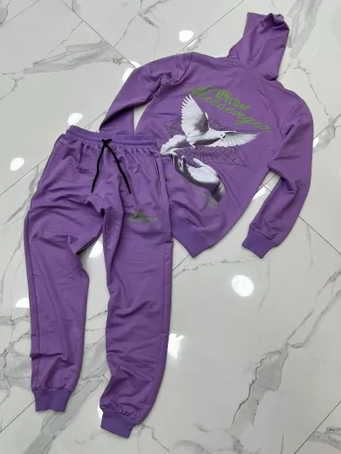 Trening barbati slim fit mov , Pantaloni + Hanorac, 13353