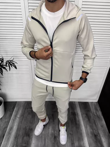 Trening barbati slim fit Pantaloni + Hanorac bej 13348 32-2.1