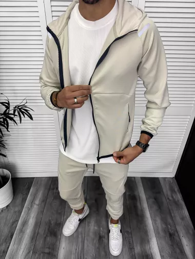 Trening barbati slim fit Pantaloni + Hanorac bej 13348 32-2.1