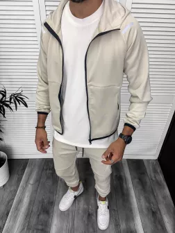 Trening barbati slim fit Pantaloni + Hanorac bej 13348 32-2.1