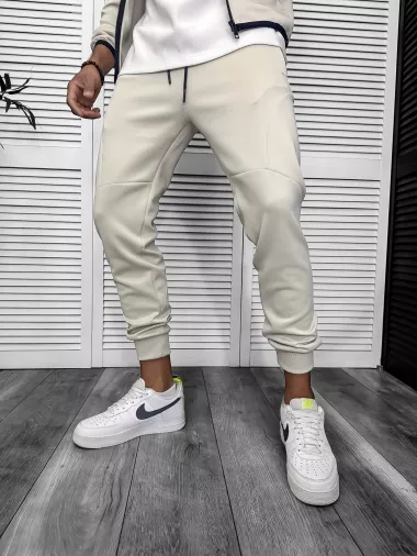 Trening barbati slim fit Pantaloni + Hanorac bej 13348 32-2.1