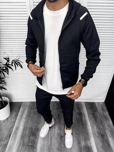 Trening barbati slim fit Pantaloni + Hanorac negru 13348 95-4