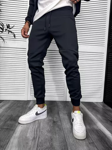 Trening barbati slim fit Pantaloni + Hanorac negru 13348 95-4