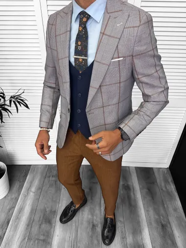 Sacou barbati slim fit, maro, 13323 O2-1