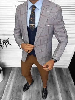 Sacou barbati slim fit, maro, 13323 O2-1 Sacou barbati slim fit, maro, 13323 O2-1