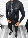 Costum barbati slim fit negru, 3 piese 13312