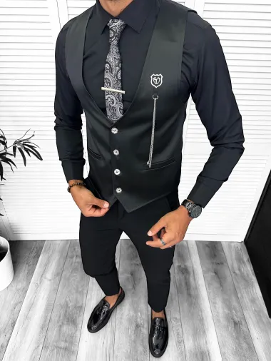 Tinuta Costum barbati slim fit negru, 3 piese 13312