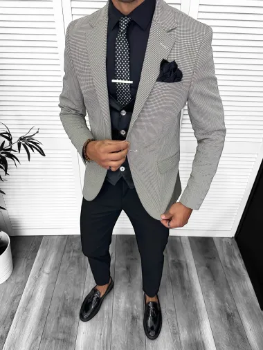 Costum barbati slim fit negru, 3 piese 13315