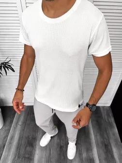 Tricou barbati alb, slim fit 13318
