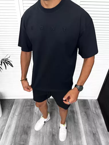 Compleu de vara tricou + pantaloni, negru, 13319