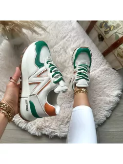 Adidasi dama casual albi cu verde 2532 N12-4