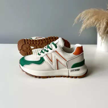 Adidasi dama casual albi cu verde 2532 N12-4