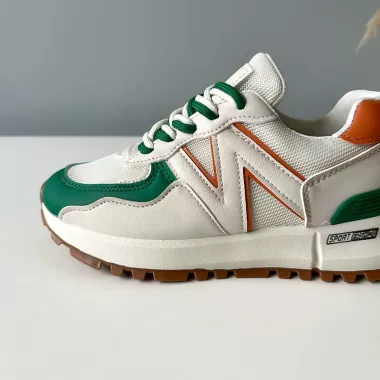 Adidasi dama casual albi cu verde 2532 N12-4