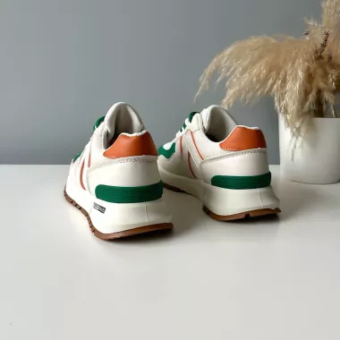 Adidasi dama casual albi cu verde 2532 N12-4