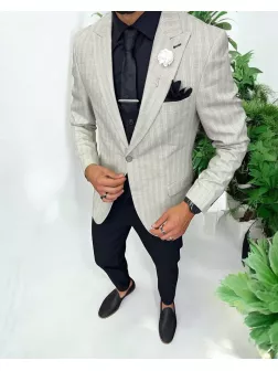 Costum barbati slim fit sacou + pantaloni + vesta 13243