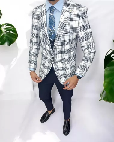 Costum barbati slim fit sacou + pantaloni + vesta 13244