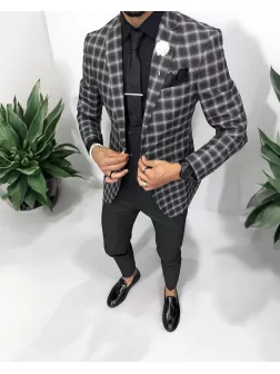 Costum barbati slim fit sacou + pantaloni + vesta 5000