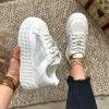 Adidasi dama casual albi, cu platforma de 6cm, NB733