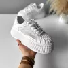 Adidasi dama casual albi, cu platforma de 6cm, NB733