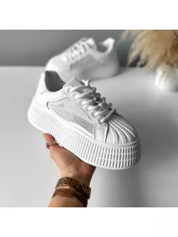 Adidasi dama casual albi, cu platforma de 6cm, NB733
