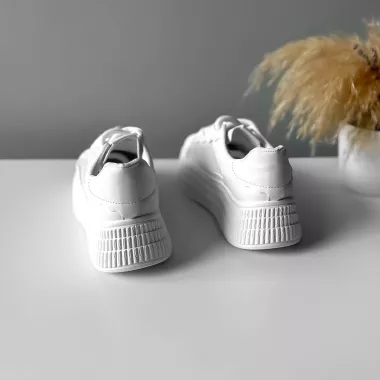 Adidasi dama casual albi, cu platforma de 6cm, NB733 N16-3