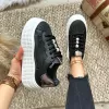Adidasi dama casual negri, cu platforma de 6cm, NB733