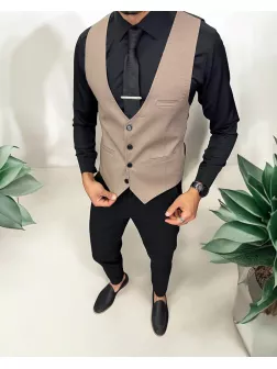 Vesta barbati eleganta slim fit, bej, 13257