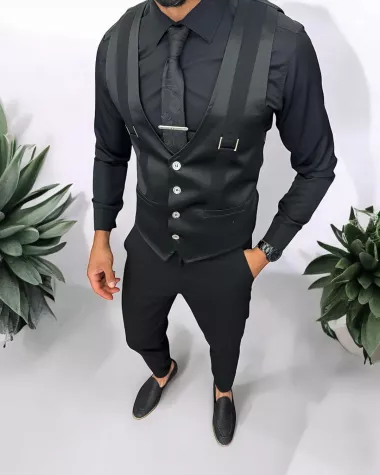 Vesta barbati eleganta slim fit, neagra, 13212