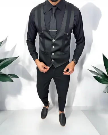 Vesta barbati eleganta slim fit, neagra, 13258 D6